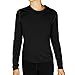 Hot Chillys Youth Pepper Skins Crewneck Moisture-Wicking Soft Midweight Thermal Long Sleeve Base Layer Top, Black, XX-Small