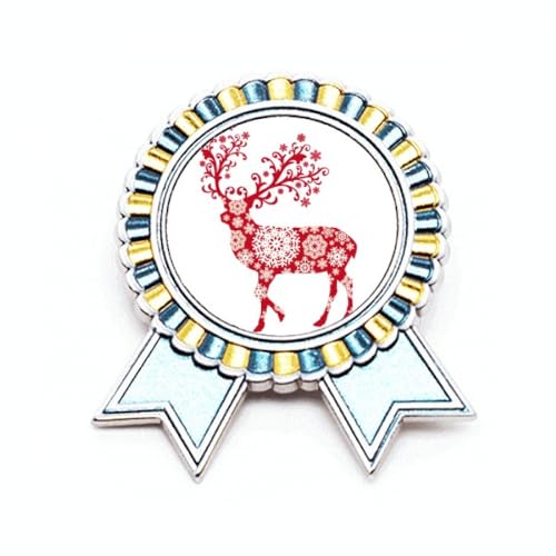 Broche cerf flocon de neige rouge Art déco bijou de veste en métal M