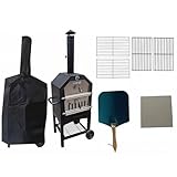 Horno de leña para exteriores con 158 cm de alto y 66 cm de ancho, incluye piedra para pizza y parrillas para una cocción versátil