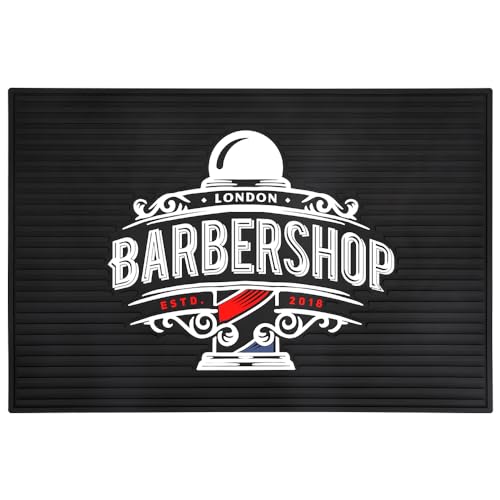 BarberTop Anti-Slip Flexible Rubber Barber Mat for Stations - 11.81 x 17.72 inches, Protects Countertop & Sink Area, Ideal for Scissors & Salon Tools (Black)