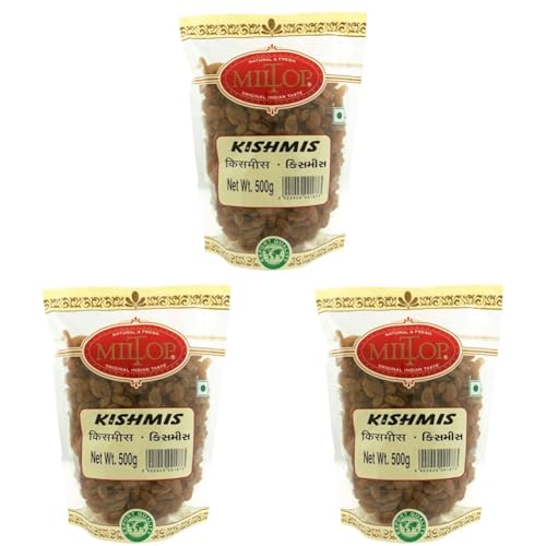 Image of Miltop Dry Fruits Seedless Kismis Raisins Dry Grapes Kishmish - 500g (Pack of 3)