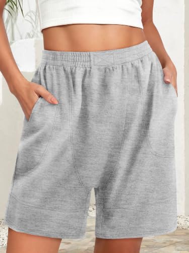 KISSMODA Women Bermuda Sweat Shorts High Waist Pockets Summer Lounge Workout Shorts — view 2