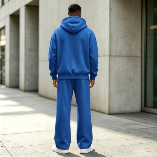 Sweat Suits Men 2 Piece Set Winter Full Zip Hoodies Wide Leg Sweatpants - image 3