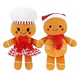Tiralia Christmas Gingerbread Man Plush Toy, Cute Stuffed Cookie Plush Toy - Christmas Doll Plush Gift - Suitable for Kids, Adults（2Pcs Clothes）