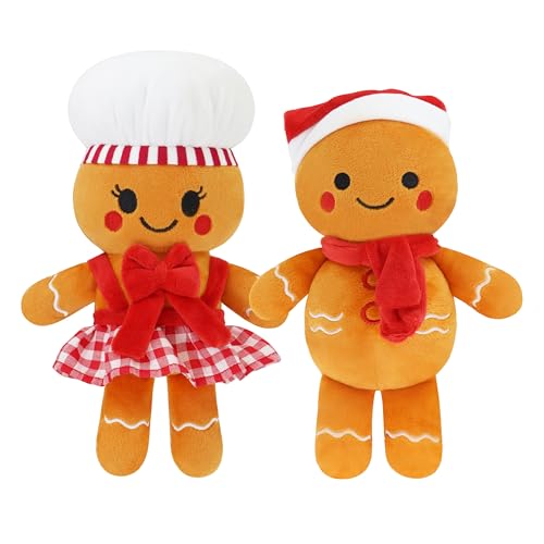 Tiralia Christmas Gingerbread Man Plush Toy Cute Stuffed Cookie Plush Toy - Christmas Doll Plush Gift - Suitable for Kids Adults2Pcs Clothes