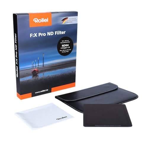 Rollei Filter F:X Pro ND 1000 Filter I Graufilter 100mm aus Gorilla-Glas mit Luminance Coating I Ideal für Langzeitbelichtungen am Tag, Intensität:ND64 Rollei Filter F:X Pro ND 1000 Filter I Graufilter 100mm aus Gorilla-Glas mit Luminance Coating I Ideal für Langzeitbelichtungen am Tag, Intensität:ND64