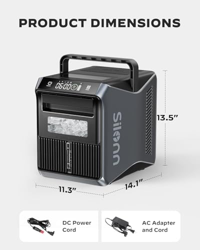 Image of Silonn Battery-Powered Ice Maker with 4-Power, RV Ice Maker Countertop 12V /24V Car Charger 100-240V AC Solar-Ready, Portable Ice Machine 9 Cubes /6 Mins 22lbs /Day Auto-Clean for Camping RV Home Outdoor