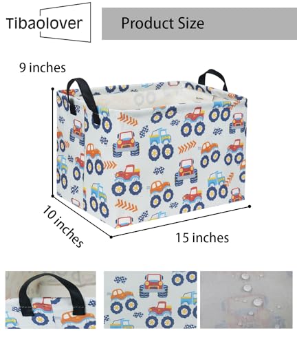 Image of Rectangular Monster Truck Basket for Kids Baby Storage Basket Cute Toy Storage Bin Organizer Shelf Book Truck Room Decor(Monster Truck)