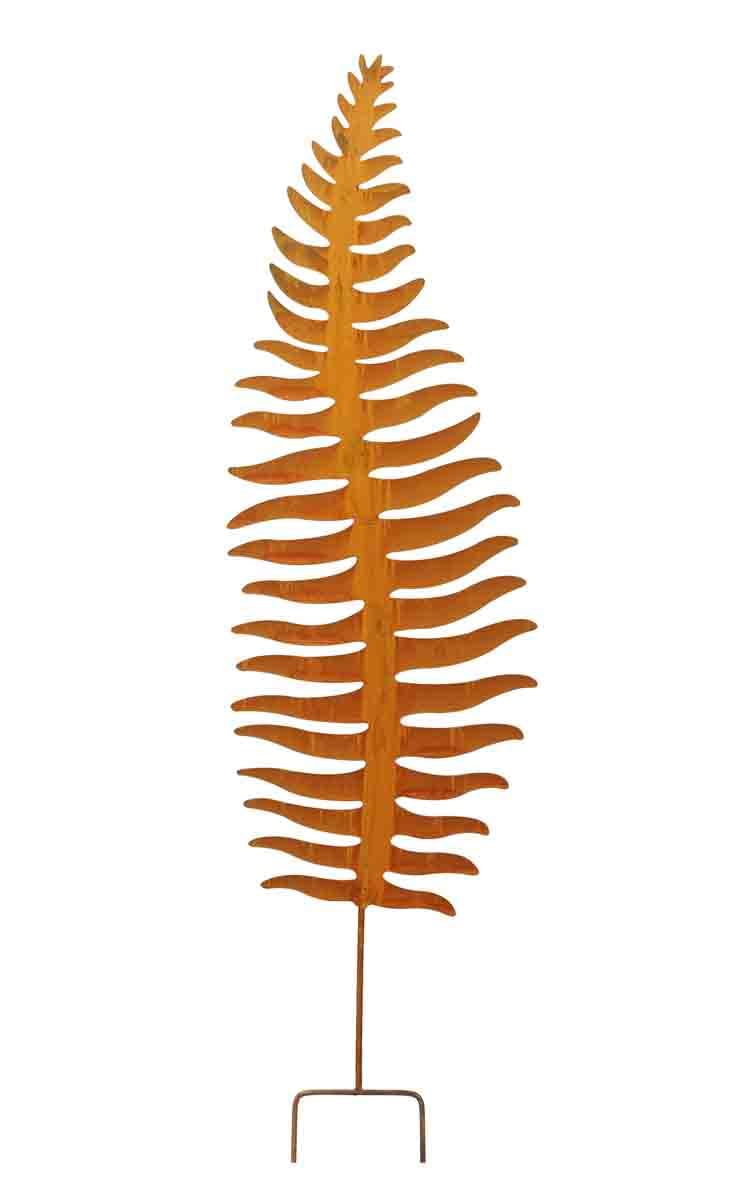 KUHEIGA Gartenstecker Farn Metall Edelrost, Gartenfigur H: 93cm Blatt zum Stecken, Garten