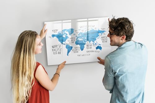 Tableau effaçable en verre trempé robuste design carte terrestre - 3