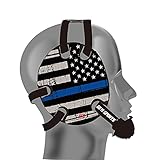 Geyi Wrestling Headgear with Thin Blue Line American Flag Wrap (Black)