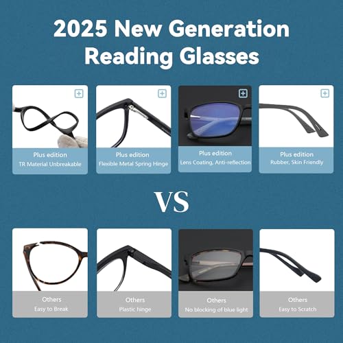 bluemoky blue light reading glasses for mensport square frame readers anti glare computer glasses