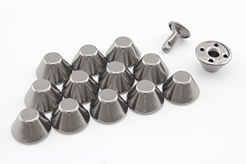 3dancraftit Gunmetal 12mm Barrel Riveted Purse Feet, Spike Rivet Studs, Silver, 30 Sets per Lot G5