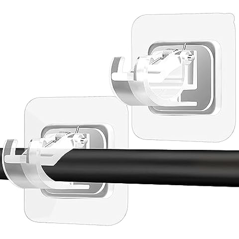 Codoule 2PCS No Drill Curtain Rod Brackets No Drilling Curtain Rod Holders Self Adhesive Curtain Rod Hooks Nail Free Adjustable Curtain Hangers,Non Screw Damage Stick On Drapery Rod Bracket for Wall Cover