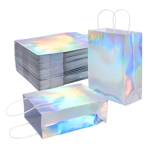 Bolsas holográficas con asas brillantes NBEADS hechas de material resistente con reflejo premium