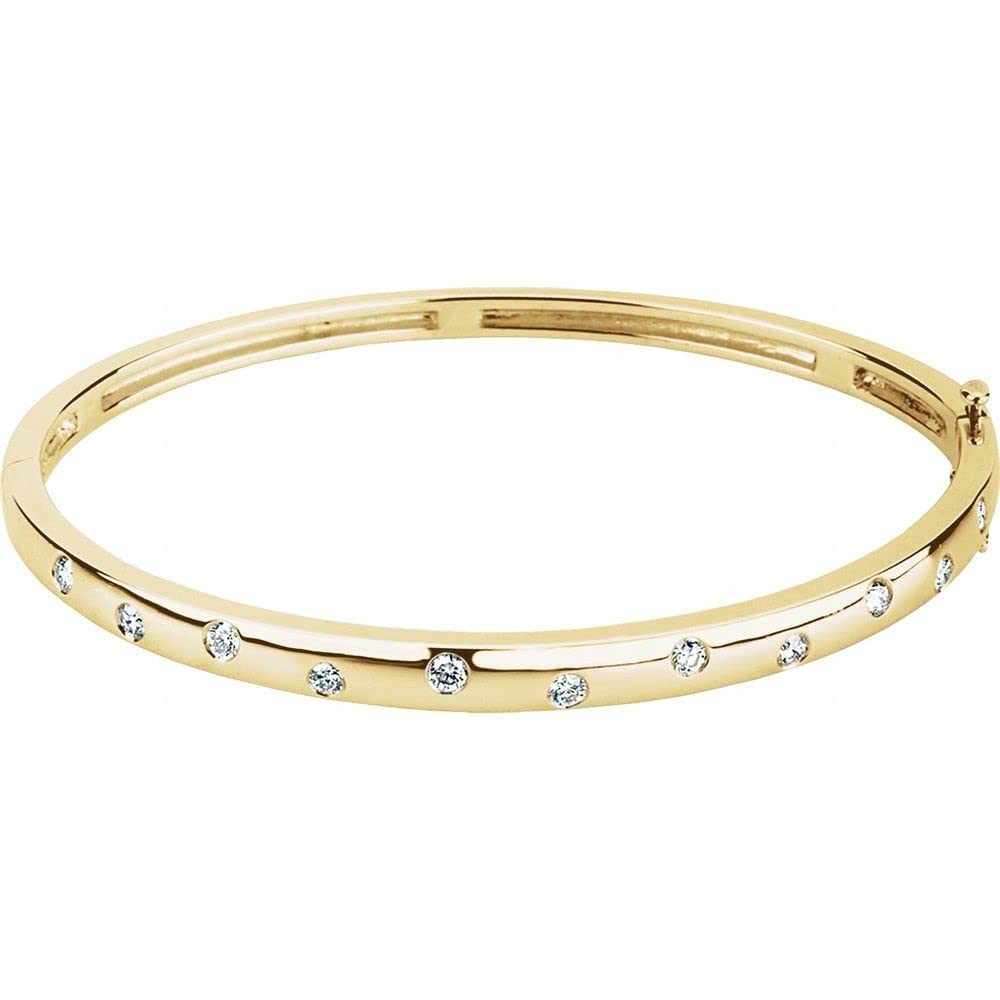 14K Yellow Gold 1 2 CTW Diamond Hinged Bangle Bracelet
