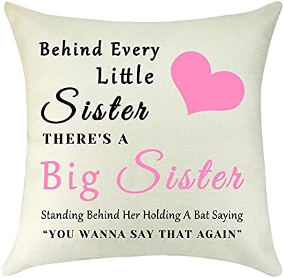 to Sister Throw Pillow Covers Gift Best Sister Friend Gift Funny Birthday Wedding Gift for Sister from Sister Friendship Pillow Case Cushion Cover Home Decorative for Sofa Living Room Bed 18" x 18"