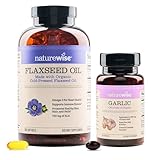 NatureWise Organic Flaxseed Oil Max 720mg ALA | Highest Potency Flax Oil Omega 3 Garlic Odorless Softgels 1500mg Support Teeth & Immune System Health