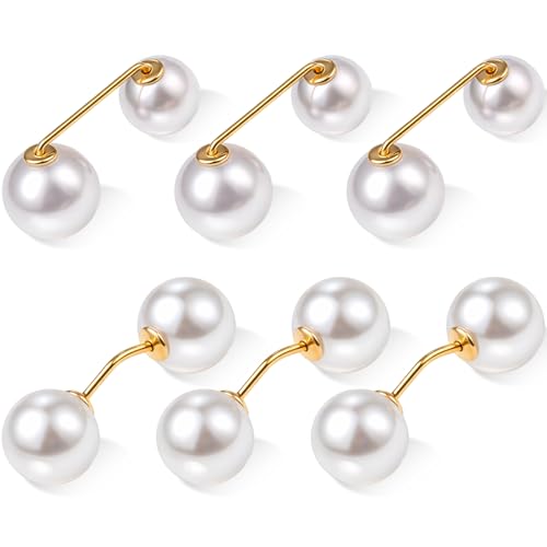 Image of WILLBOND 6 Pcs Artificial Pearl Brooch Pins Sweater Shawl Safety Clips Dress Clips for Women
