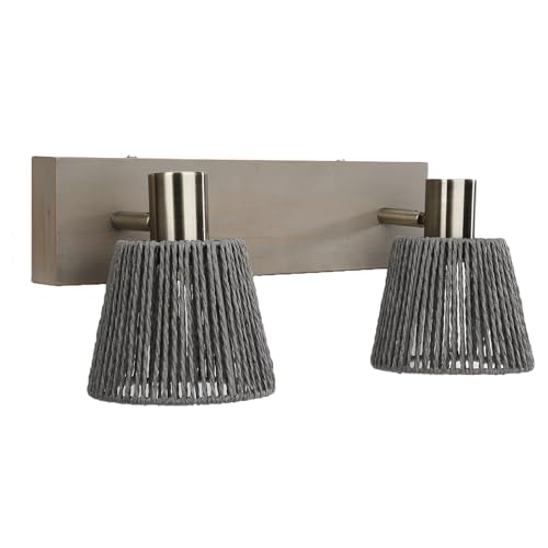 Image of 2-Light Wooden Lantern Plug in Wall Sconces Wall Sconces Plug in Ceiling Light Fixture for Living Room Bedroom Kitchen, Bulbs not Included