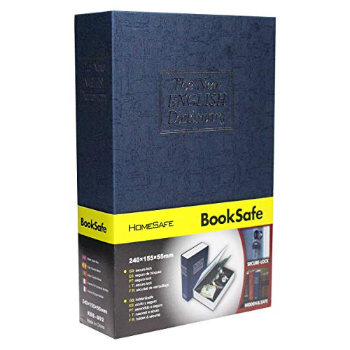 Sepox Diversion Book Safe Box with Key Lock, Blue,Hollowed Out Book Anti-Theft Safe Hidden safe, Store Money, Jewelry, and Passport storage case