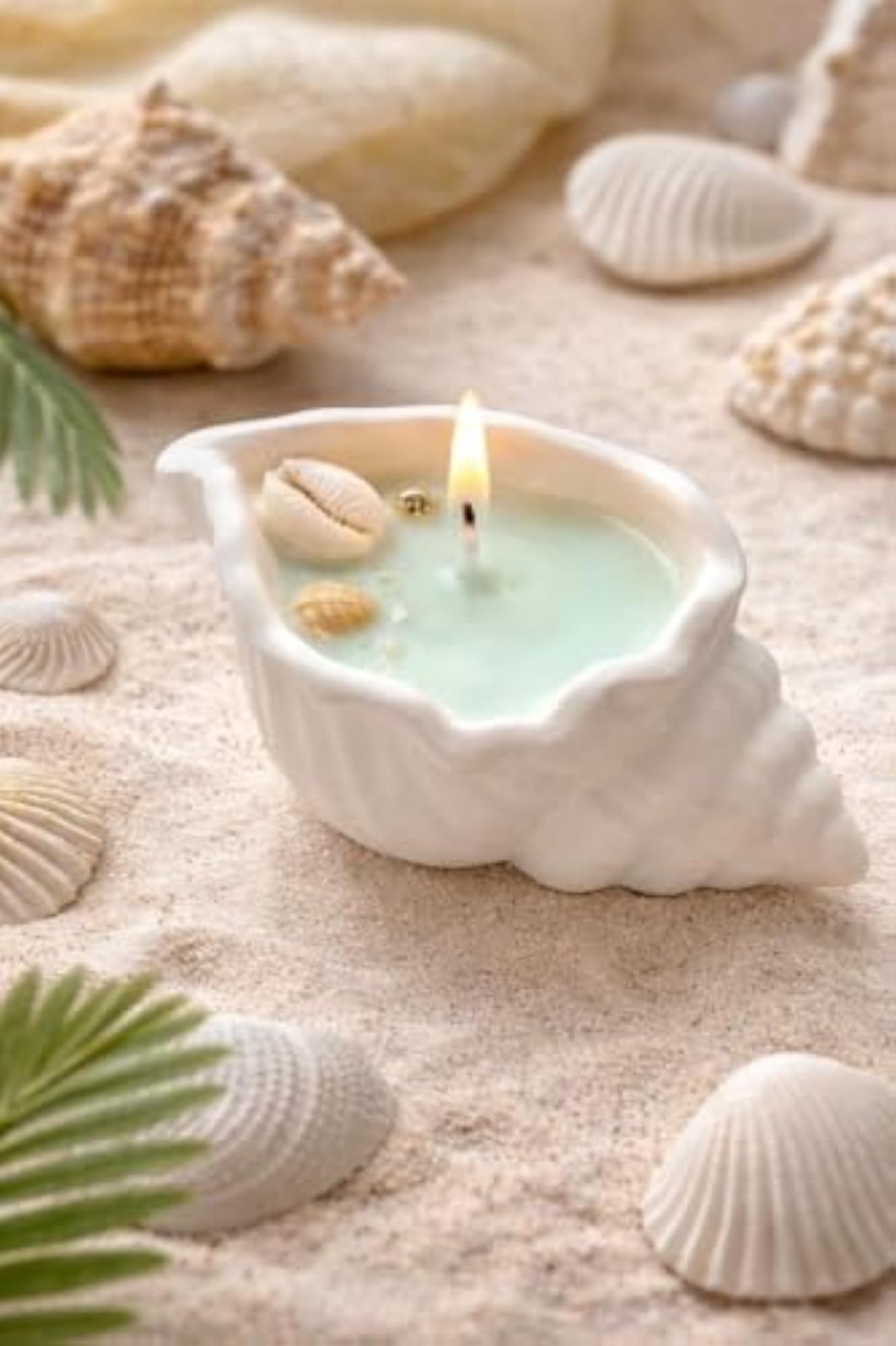 Ocean Breeze Scented Soy Wax in Premium Shell-Shaped Ceramic Jar