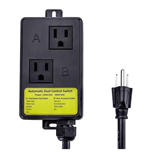 SINKINGDOM Automatic Vacuum Switch for Dust Collector, Delay On/Off Electrical Outlet Switches, Eliminating Circuit Breaker Tripping SK50A