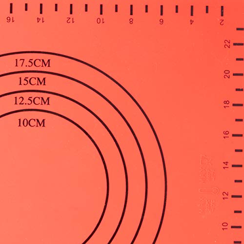 Mimo Style Folha de Silicone para Assar Antiaderente Vermelha 29x25cm, Com Medidas e diâmetros Ideal