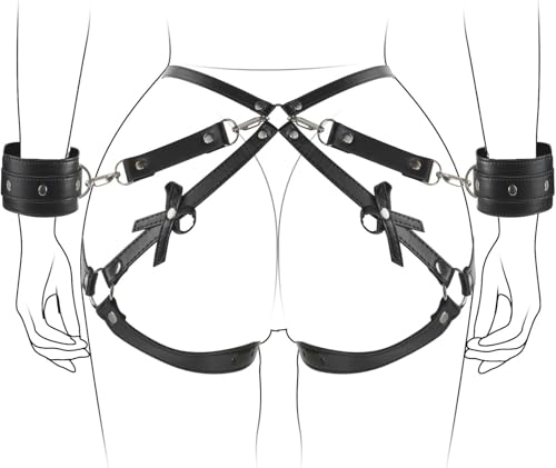 Sinorichh Pu bretelles réglables pour femmes - avec nœud - ensemble couple - Party lingerie