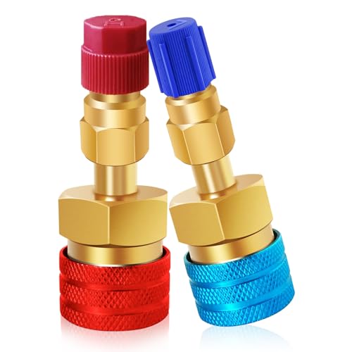 SURIEEN 2pcs R1234YF A/C Kit di Accoppiamenti Rapidi, Conversione R1234YF a R134A Rapido Lato Alto/Basso, Adattatori per Accoppiatori Rapidi R1234YF e Connettori per Raccordi per Ricarica Refrigerante