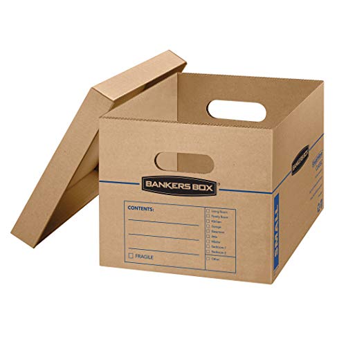 Bankers Box Smoothmove Classic Moving Boxes, Tape-Free Assembly, Easy Carry Handles, Small, 15 X 12 X 10 Inches, 5 Pack (7714902) #TOP1