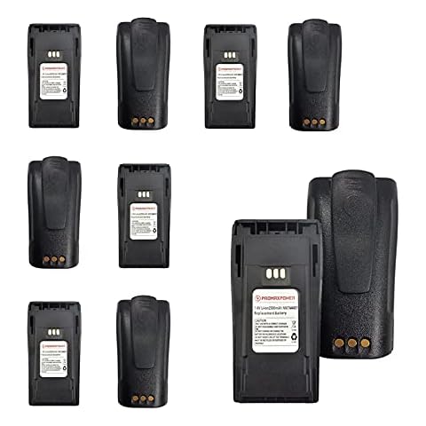 PROMAXPOWER [10-Pack] 2500mAh Li-ion Round Back Batteries for Motorola Two-Way Radio Walkie Talkies NNTN4496 NNTN4497 CP040 CP180 CP200D CP200XLS EP450 PR400 Cover