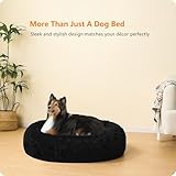 HMTOPE Orthopädisches Hundebett rund Hundekissen Hundesofa Katzenbett Donut Kuscheliges Hundekorb Waschbar, 80 cm Ø, Schwarz
