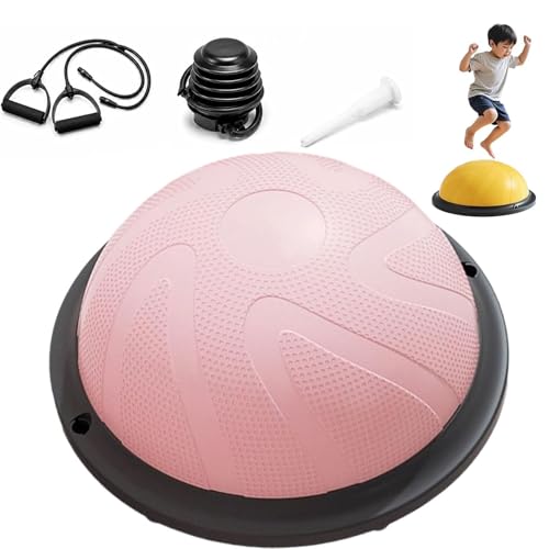 バランスドーム 子供 多用途 バランス力と体幹のトレーニングに 46cm トランポリンとしても使用可能 静音設計 耐荷重150kg バランストレーニングベルトと足踏み式空気入れ付き