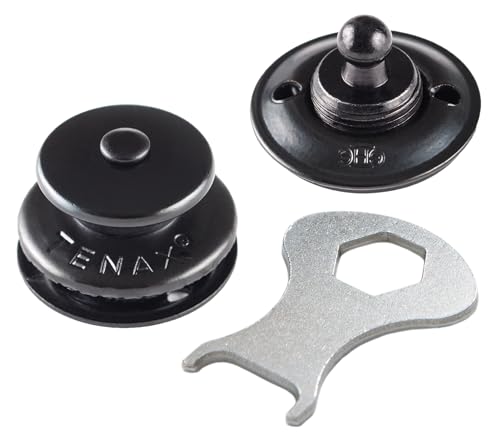 New Marine Tenax Knopf schwarz 1 Oberteil + 1 Unterteil Stoffschraube + 1 TENAX-Schlüssel