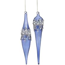 Mark Roberts 2020 Collection Vintage Jewel Ornament, 10 inches, Assortment of 2, Blue, Christmas Decor, Christmas Tree Ornaments