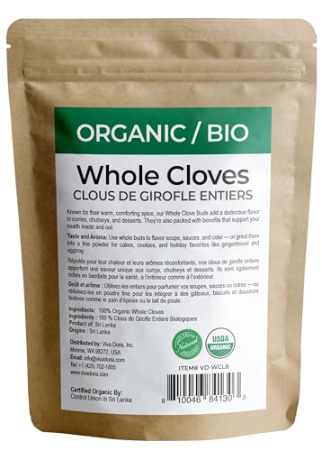 Viva Doria Organic Ceylon Whole Cloves, Hand Picked Sri Lankan Clove Buds, 8 Oz (227 g) | Raw from Sri Lanka