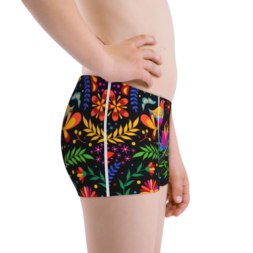 Boys' Cotton Boxer Brief Soft Underwear-Mexican Flower Traditional12