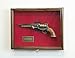 Large/Double 2 Pistol Handgun Revolver Gun Display Case Cabinet Rack Shadowbox (Walnut Finish, Red Background)