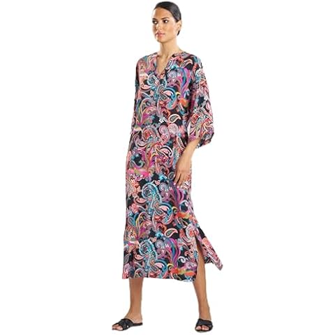 PHOENIX Caftan Length 52",BLACK/MULTI,Medium Cover