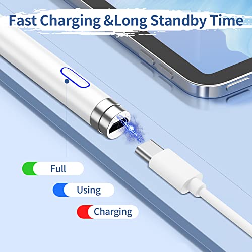 Stylus Pen For Ipad, Active Stylus Pen For Touch Screens With Fine Point Tip & Magnetic Cap, Compatible With Apple Ipad, Iphone, Android, Tablet And Other Capacitive Touch Screen (White Purple) #TOP2
