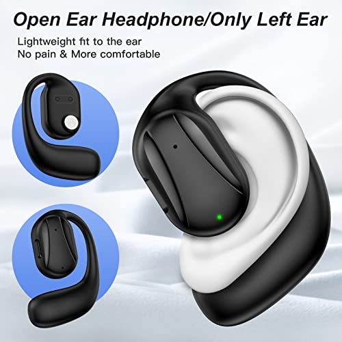 Single Open Ear Headphones [Only Left Ear], Wireless Bluetooth 5.2 Noise Cancelling 16 Hours Battery Life Headphone With Earhooks, Stereo Powerful Volume Headset For Sports Business Truck Driver-Black #TOP5