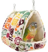 Hypeety Bird Hanging Hammock Nest Parrot Winter Warm Nest House Comfortable Plush Bird Bed for Ca...