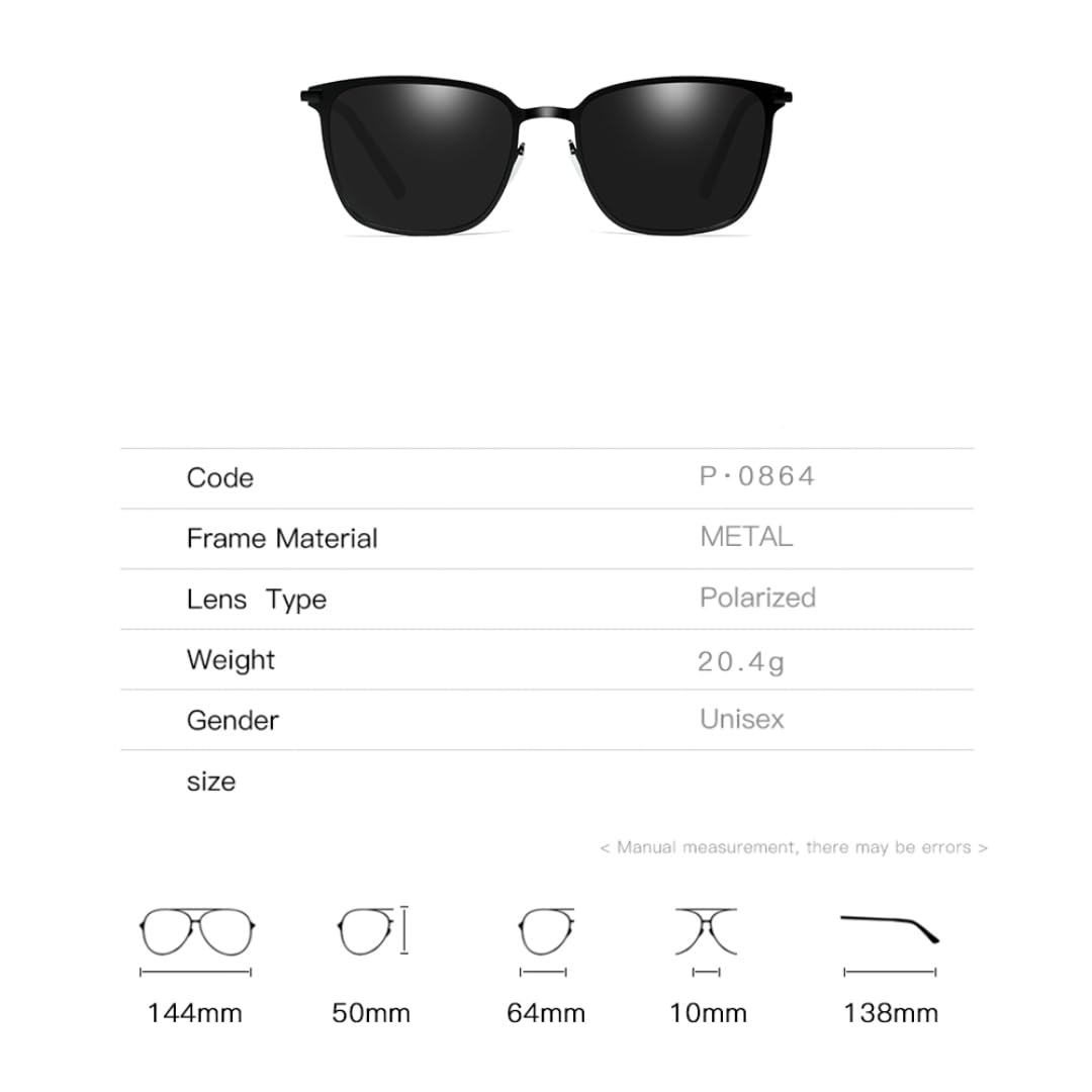 Metall-Sonnenbrille mit polarisierenden Gläsern, UV-Schutz 400, für Damen und Herren, geeignet für Nachtfahrten, Strand und Fahrrad.