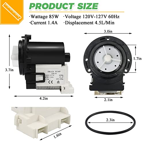 image for 4681EA2001T Washer Drain Pump Motor by Techecook - Fit for Kenmore, LG