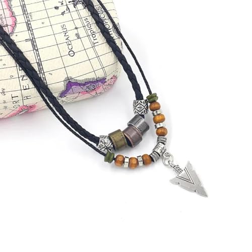 Collier homme pendentif flèche en cuir tressé au style masculin affirmé - 3