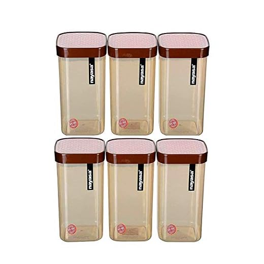 nayasa Plastic Container- 2100 ml, 6 pieces, Brown