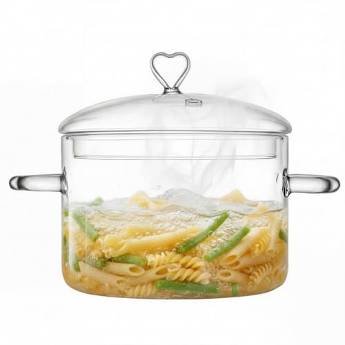3L Glass Cooking Pot with Heart Lid