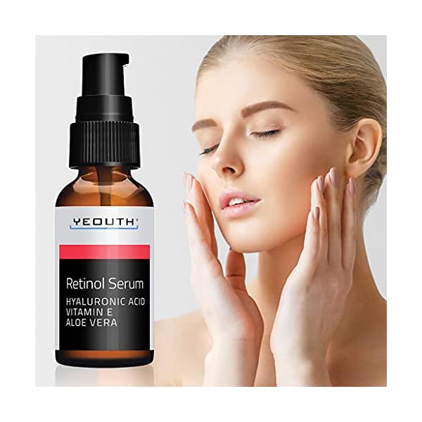 Retinol-Serum-25-with-Hyaluronic-Acid-Aloe-Vera-Vitamin-E-Boost-Collagen-Production-Reduce-Wrinkles-Fine-Lines-Even-Skin-Tone-Age-Spots-Sun-Spots-1-fl-oz-Yeouth--2oz YEOUTH Retinol Serum for Face with Hyaluronic Acid - Face Serum for Women - Hydrating Serum - Retinol for Face - Resurfacing Retinol Serum - For All Skin Types 2oz