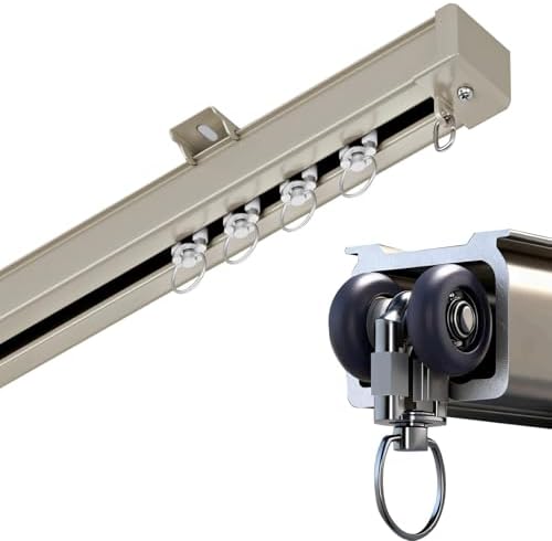 Aluminum Ceiling Mount Sliding Shower Curtain Rod Track - 8.5ft (2x130cm) Room Divider for Bedroom, Dressing Room, Privacy Shelter - Black Finish